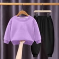 thumbnail image 3 of Pisexur Ensemble 2 Pcs pour Bébé Filles Garçons Automne Hiver Mode Décontractée Polaire Couleur Unie Manches Longues Col Rond Chandails en Molleton et Pantalons Vêtements de Détente Ensemble de Survêtement pour Enfants 3-8 Ans, 3 of 4