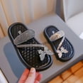 thumbnail image 2 of Girls Slide Sandals Fashionable Spring Into Summer Rhinestone Bow Embellished Thong Sandals, Soft Sole Casual Beach, 2 of 9
