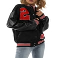 thumbnail image 1 of Vestes de Baseball pour Femmes en Cuir à Manches Longues avec Lettres, 1 of 5