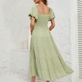 thumbnail image 4 of Jusqu'à 65 % de Rabais! Robes d'Été Mode pour Femmes 2024 Grande Taille Unies Taille Haute Manches Bouffantes Robe à Taille Enveloppée, 4 of 5