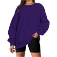 thumbnail image 1 of ORUYROP Chandails en Molleton Surdimensionnés pour Femmes Manches Longues Col Rond Chandail Décontracté Ample Couleur Unie Polaire Tops Pulls, 1 of 7