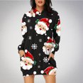 thumbnail image 1 of TIMIFIS Robe Chandail à Capuche Imprimé de Noël Laid pour Femmes Robe Midi Ample à Manches Longues avec Poche Cadeaux de Noël pour Femmes, 1 of 6