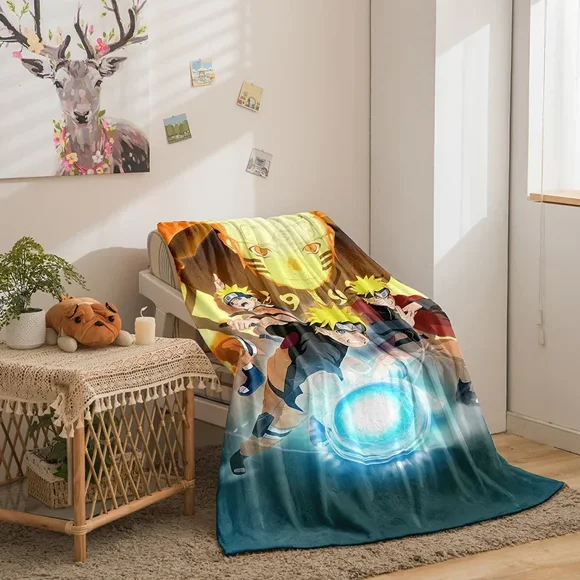 Couverture en Flanelle d'Hiver Anime Naruto, Couverture de Sofa Imprimée 3D en une Seule Pièce, Couverture Jetée Épaisse Amazon