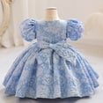 thumbnail image 3 of Robes pour Filles Robes de Demoiselle d'Honneur pour Bébés Filles Robes de Fête Robe de Concours à Manches Bouffantes avec Nœud Papillon, 3 of 4