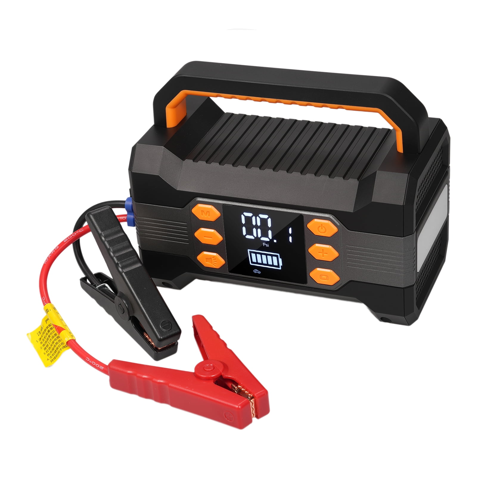 Lepmerk Portable Emergency Jump Starter and Air Pump Combo for Vehicles - 10000mAh Power Bank with 12V Output, Black & Orange, Ideal for Gasoline and Diesel Cars, Lightweight and Durable Design