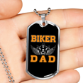 thumbnail image 2 of Biker Dad Necklace Stainless Steel or 18k Gold Dog Tag 24" Chain, 2 of 8