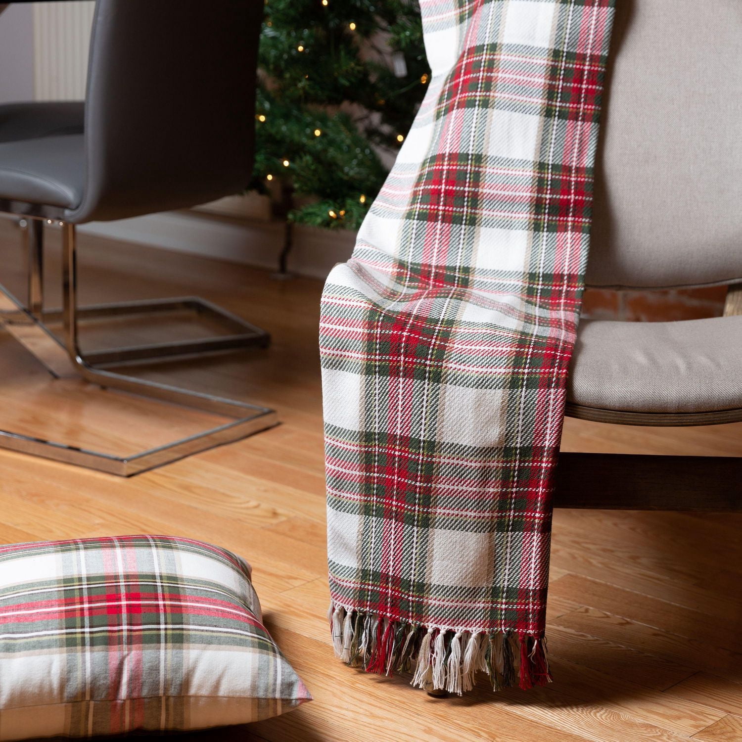 Ensemble de 2 coussins Celebration Plaid avec housse 100% coton