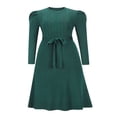 thumbnail image 4 of Robe Midi en Tricot à Manches Longues pour Femmes, Couleur Unie, Ceinturée avec Lien, Robe Chandail en Tricot, Robes Midi Trapèze, 4 of 7