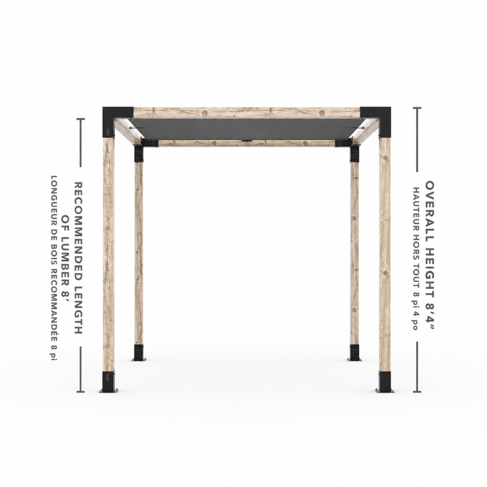Toja 8' X 12' Pergola Kit With Shade Sail For 4X4 Wood Posts