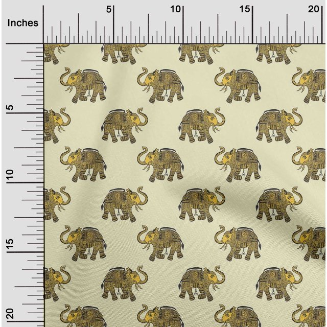 oneOone Cotton Flex Fabric Elephant Block Print Fabric By The Yard 40 Inch Wide