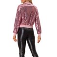 thumbnail image 3 of INSPIRE CHIC Veste à Paillettes pour Femme Fermeture Éclair Poches Cachées Blouson Bomber m Roses, 3 of 6