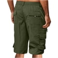 thumbnail image 3 of Babysbule Mens Cargo Shorts Casual Button Zipper Solid Knee Length Cargo Pants With Pocket Straight Button Zipper Shorts, 3 of 6