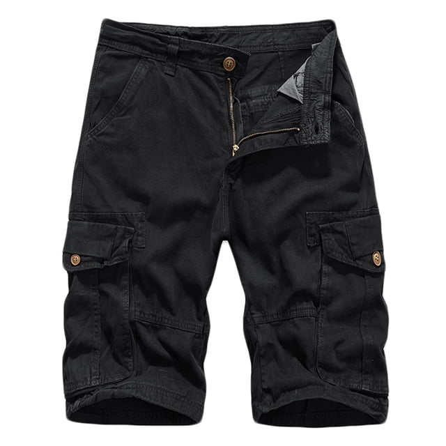 LOVZFMLL Men's Size S Sports And Multi-Pockets Relaxed Summer Beach Shorts Pants Black XL