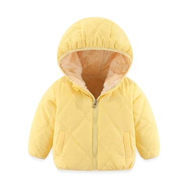 MIASHUI Manteaux d'Hiver à Capuche pour Bébés Garçons Filles, Veste de Neige Chaude, Jaune, 4-5 Ans