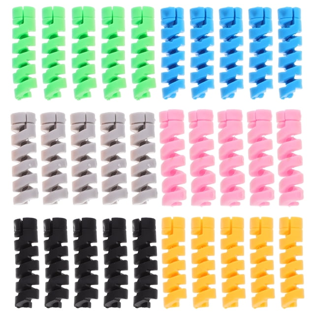 30 Pcs Protège-Câbles pour Chargeur, Protecteur de Cordon Flexible en Silicone, Protecteur de Fil de Câble en Couleurs Assorties, Incluant Vert, Bleu, Gris, Rose, Noir et Jaune. Ces Protecteurs en Silicone en Forme de Spirale Sont Conçus pour Empêcher les Câbles de Données de s'Effilocher Ou de Se Casser, Offrant Durabilité et Flexibilité. Chaque Protecteur Mesure Environ 3,50 x 0,90 x 0,90 cm et Convient à la Plupart des Câbles Standards. le design Coloré Ajoute une Touche Décorative