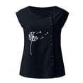thumbnail image 4 of Pompotops Femme Été Décontracté Sans Manches Gilet à Boutons Col Rond Blouse Ample Haut Actif Femme, 4 of 4