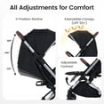 thumbnail image 4 of INFANS Travel Stroller, Lightweight Compact Baby Stroller for Airplane with One-Hand Fold, Multi-Position Recline, Canopy, 4 Wheel Suspension, Storage Basket, 4 of 9