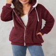thumbnail image 2 of Womens Full Zip Up Sherpa Hoodie Fuzzy Fleece Jacket Oversized Fluffy Coat with Pockets, 2 of 9