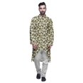 thumbnail image 1 of Atasi Printed Long Sleeve Kurta For Men Button Down Cotton Slub Ethnic Shirt, 1 of 5