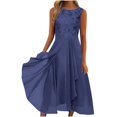 thumbnail image 1 of QJUHUNG Formel pour Femmes Soirée Robe Midi Été Col en V Manches Courtes T-Shirt Soirée Invitée de Mariage Style Asymétrique B-8 Cocktail Gris_i L, 1 of 5