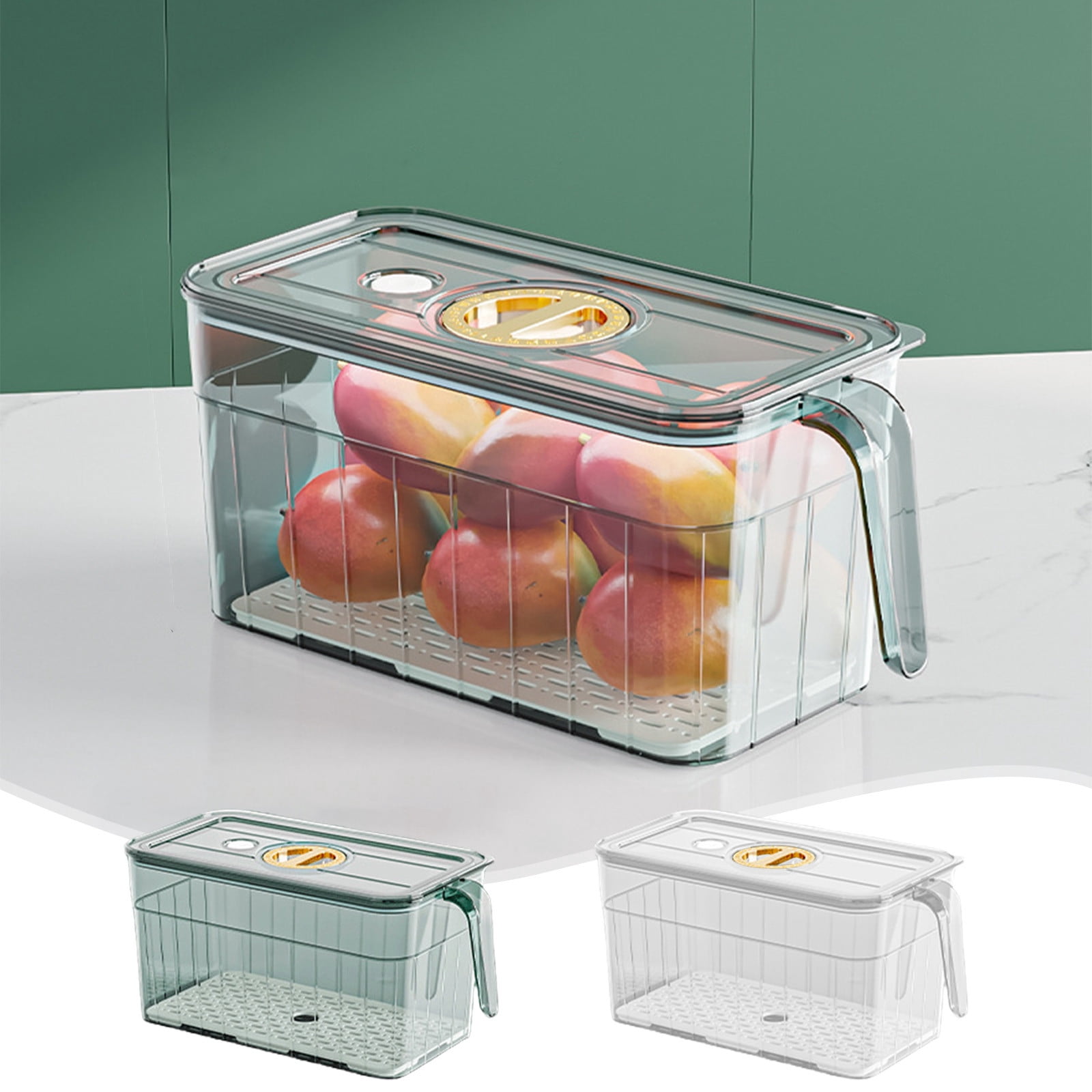 Plastic Food Storage Containers 1-Piece White Plastic Airtight Food Storage Container with Handle Freezer Organizer Bento Box for Kitchen Pantry Rkxzt