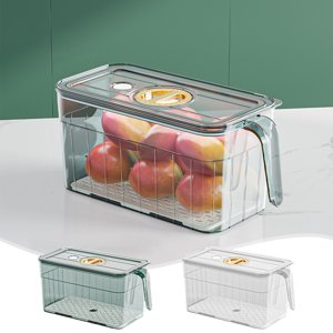 Plastic Food Storage Containers 1-Piece White Plastic Airtight Food Storage Container with Handle Freezer Organizer Bento Box for Kitchen Pantry Rkxzt
