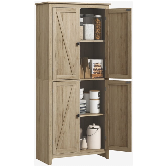HOMCOM Garde-Manger de Cuisine Autoportant de 72 Pouces, Armoire Buffet, Naturel