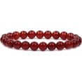 thumbnail image 1 of Bracelet Extensible en Perles Rondes de 8 mm en Pierre Précieuse d'Agate Rouge Naturelle avec Cristaux de Guérison 7 Pouces Unisexe, 1 of 5