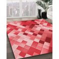 thumbnail image 3 of Ahgly Company Tapis d'Intérieur Rectangulaire Transitionnel Pastel Rouge Rose Lavable à la Machine, 5 Pieds x 7 Pieds, 3 of 7