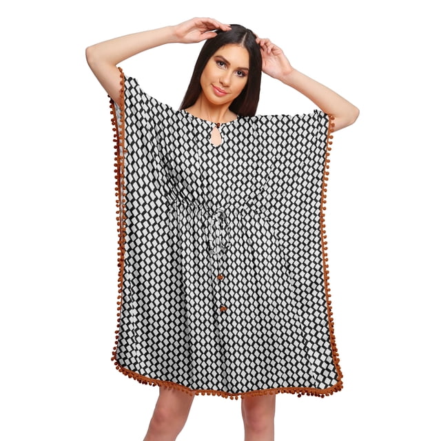 Moomaya Sortie de Plage Imprimé Kimono Caftan Kaftan Cache-Maillot pour Femmes