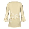 thumbnail image 5 of IROINID On Sale Plus Size Shirts for Women Crew Neck Long Sleeve Comfortable Trumpet Printed Buttoned Basic Ruched Tops Pleated T-shirts Blouses,Yellow, 5 of 5