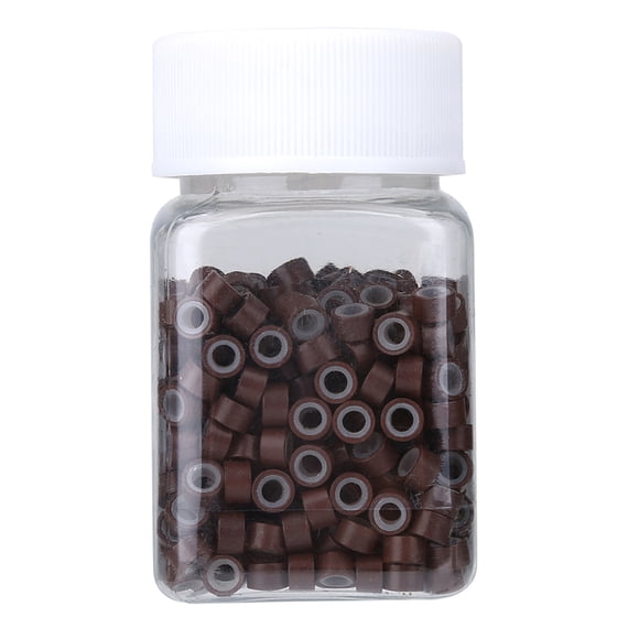 Aluminium Silicone Beads Hair Extension Tubes Microrings Hair Braiding Decorations Brown