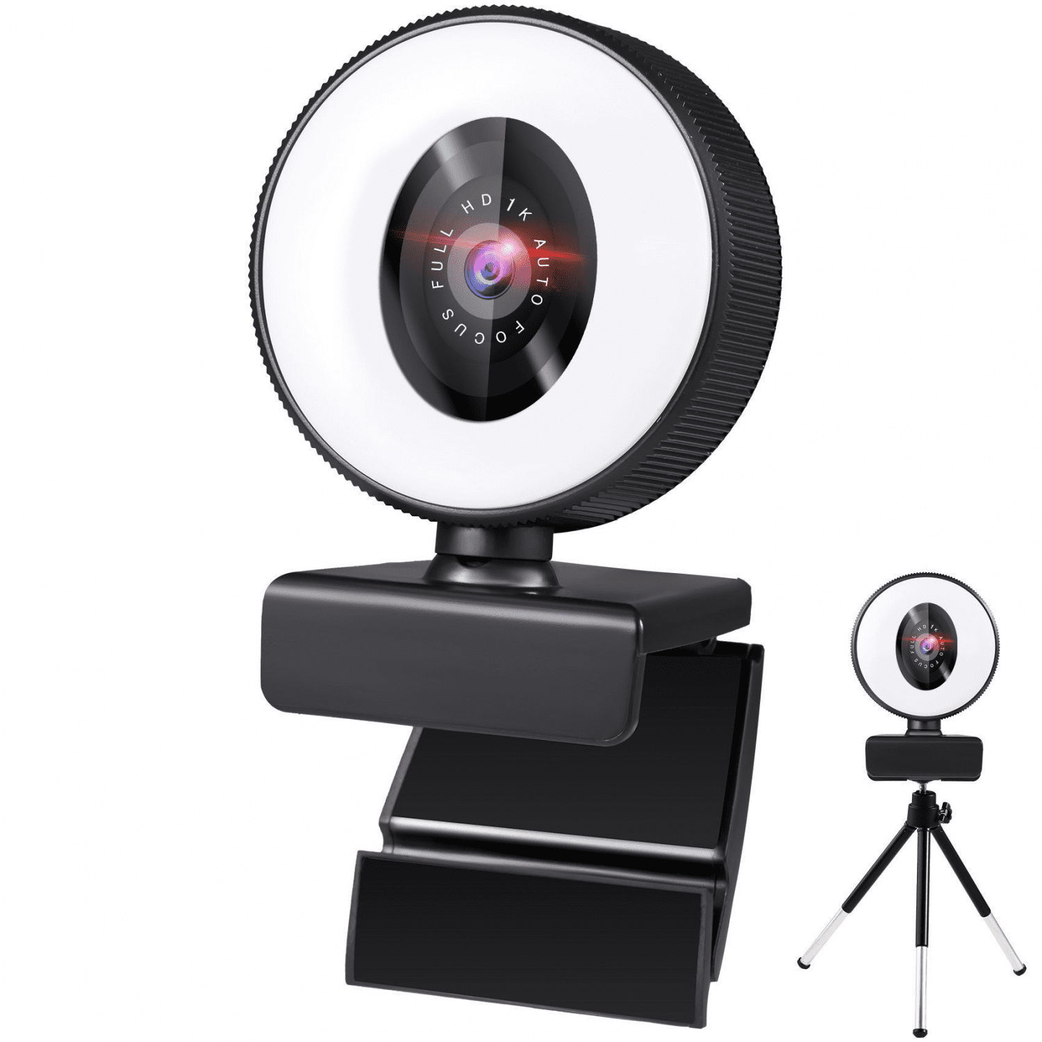 1080P webcam with microphone，Camera and ring light Full HD