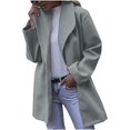 thumbnail image 2 of IROINID Manteau Mi-Long Confortable pour Femme, Couleur Unie, Ouvert à l'Avant, Manches Longues, Gris, 2 of 5