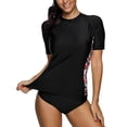 thumbnail image 3 of Charmo Women Short Sleeve Rashguard Swimsuit Colorblock Swim UV Shirts, 3 of 5