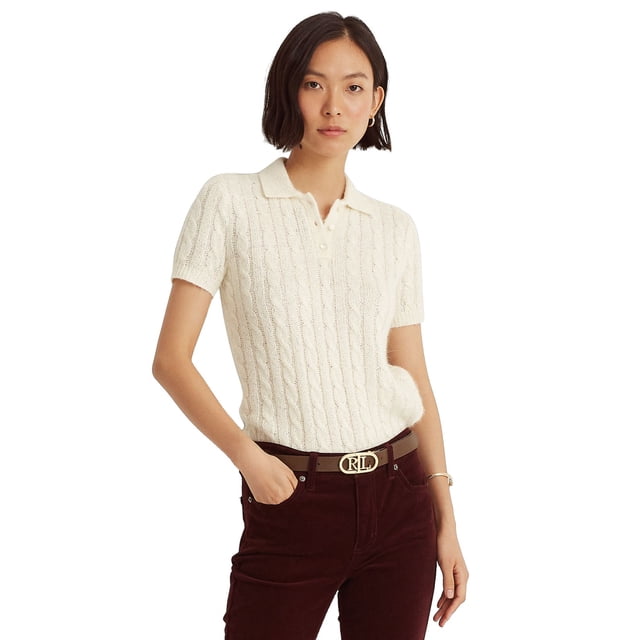 Lauren Ralph Lauren Cable-knit Polo Sweater Mascarpone Cream XXLarge