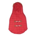 thumbnail image 3 of Holiday Time Dog Clothes: Hooded Jacket for Fall & Winter, Red with Faux Toggles, Size XS-XL, 3 of 8
