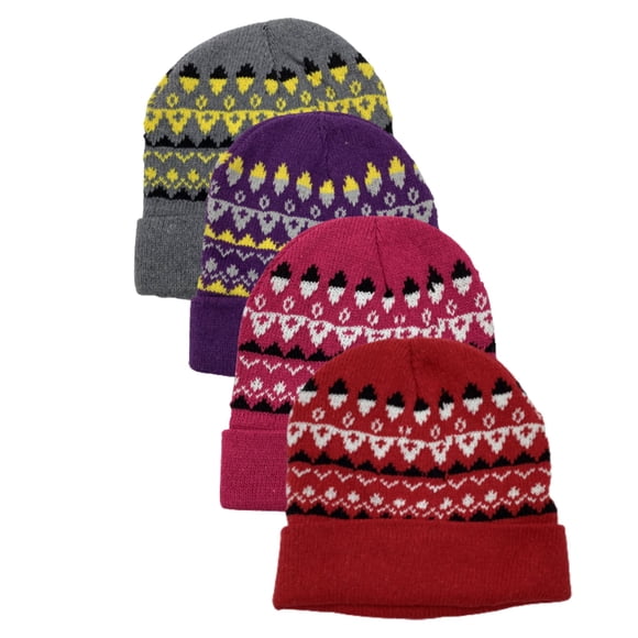 4 Pack Women's Thermal Fleece Lined Winter Insulated Cuff Beanie Hat
