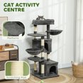 thumbnail image 4 of PawHut Arbre à Chat Tour 52,5 Pouces avec Lit, Condos pour Chats, Hamacs, Gris Foncé, 4 of 10