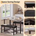 thumbnail image 4 of Retro 3-Piece 4-Seater Dining Set, Kitchen Table with 2 Padded Storage Benches, Space-Saving Furniture for Breakfast Nooks, 4 of 6