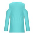 thumbnail image 5 of Yuyuzo Womens Tunic Tops Cold Shoulder Long Sleeve Shirts Loose Solid Color Lightweight Tee Tops, 5 of 5
