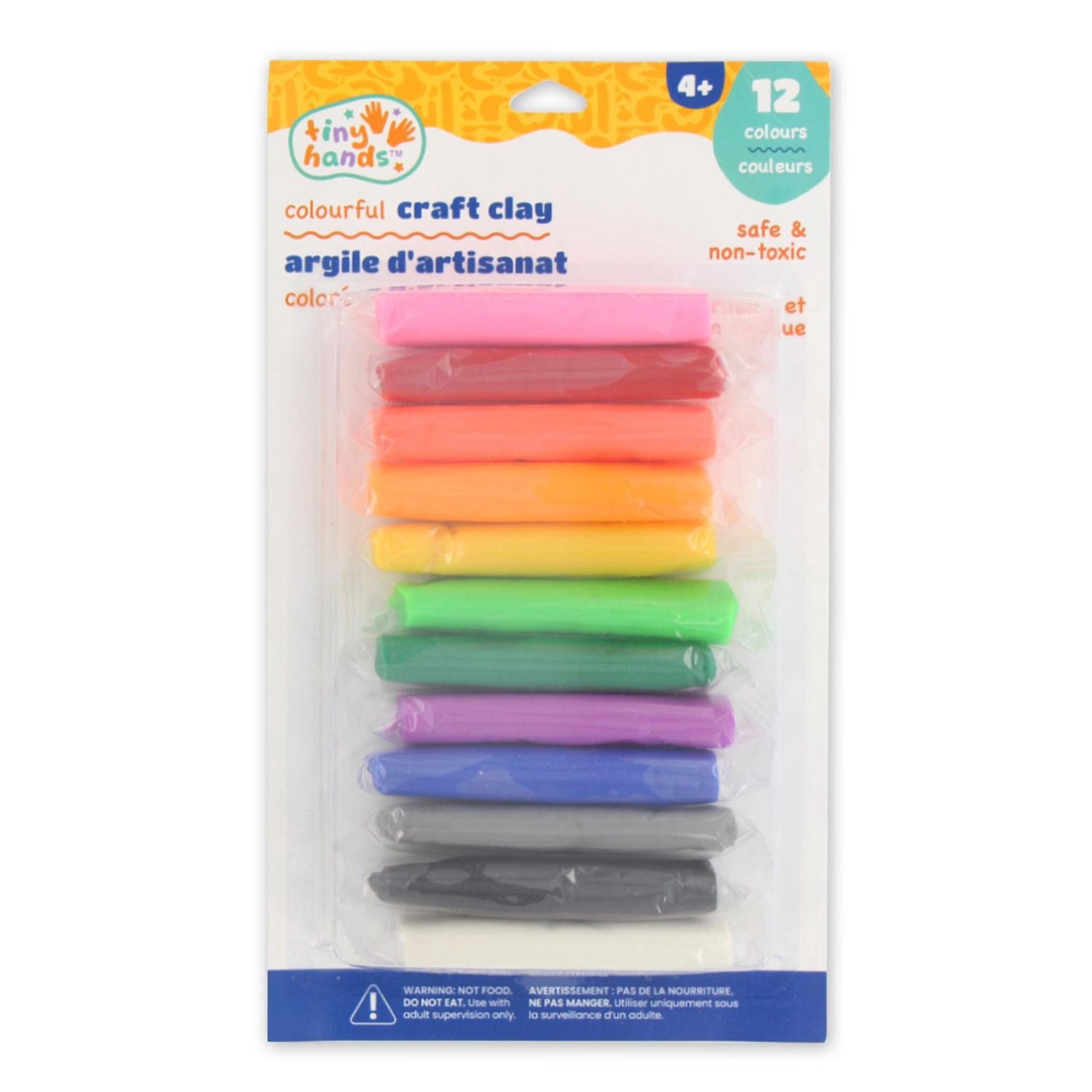 TINY HANDS Air-Dry Craft Clay, 12 Colours, Non-Toxic (Age 4+), 12pcs
