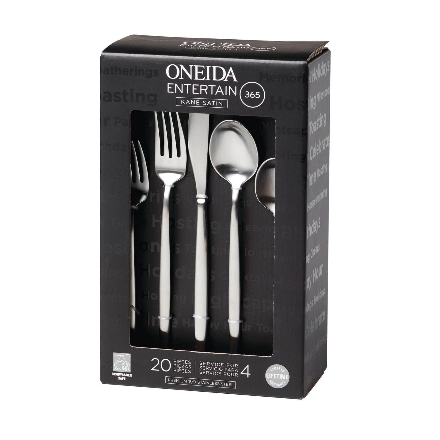 Oneida Kane Satin 20 Piece Flatware Set