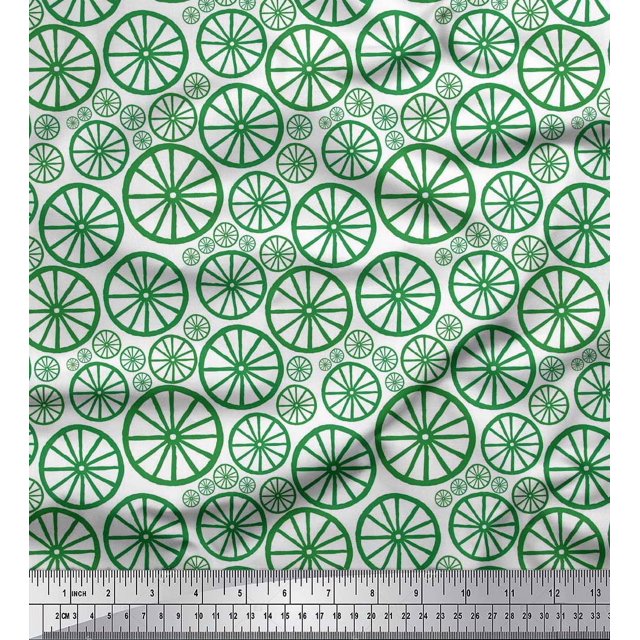 Soimoi Tissu Georgette Poly Vert Roue Tissu Ethnique Imprimés au Yard 42 Pouces de Large