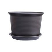 Flower Pots for Indoor Plants, Thickened Plastic Planter 18x18x13cm with Tray, Round Beige Pot for Garden & Home Decor Plant Pots Indoor with Drainage