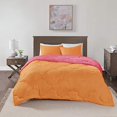 thumbnail image 4 of Comfort Spaces Vixie 3 Piece Comforter Set All Season Reversible Goose Down Alternative Stitched Geometrical Pattern Bedding, Full/Queen, Pink/Orange, 4 of 5