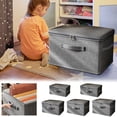 thumbnail image 4 of Birdeem Storage Bins with Zipper Lid Storage Boxes with Handles Pp Plastic Board Foldable Lidded Cotton Linen Fabric Home Cubes Baskets Closet Clothes Organizer Containers - Gray,14.9X10.2X6.3In, 4 of 7