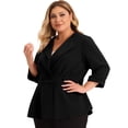 thumbnail image 1 of GRACE & GRANDEUR Blazer Péplum Uni à Volants Froncé à Col en V pour Femme Grande Taille, 1 of 6