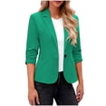 thumbnail image 1 of Timegard Formal Jackets for Women 3/4 Sleeve Ruched Solid Color Work Business Casual Blazer Suit Jackets, 1 of 8