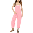 thumbnail image 1 of Girls Overall Solid Jumpsuits Rompers for Girls Sleeveless Overalls with Side Pockets Summer Outfits for Girls 7-8 Y, 1 of 5